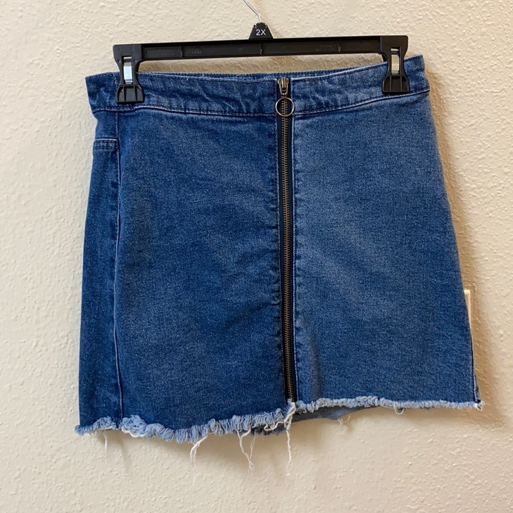 Jean zip up skirt